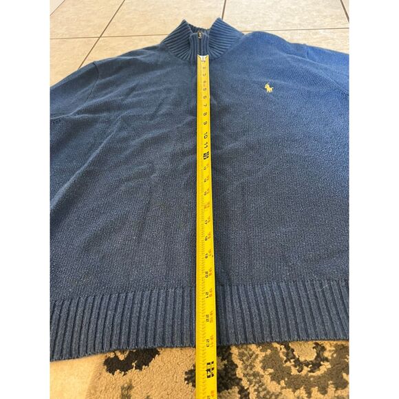Polo Ralph Lauren Blue 1/4 zip pullover sweater mens XL 100% cotton knit - Picture 7 of 9
